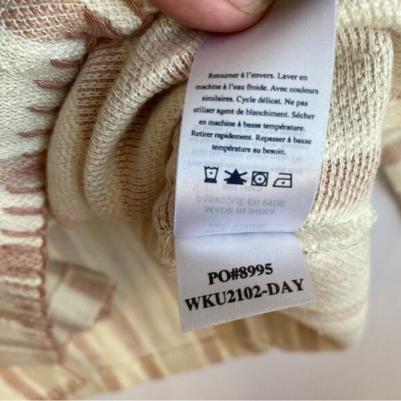 Faherty Daytripper Hoodie Striped Neutral Pullover Beach Cover Up Small Womens - Picture 9 of 9